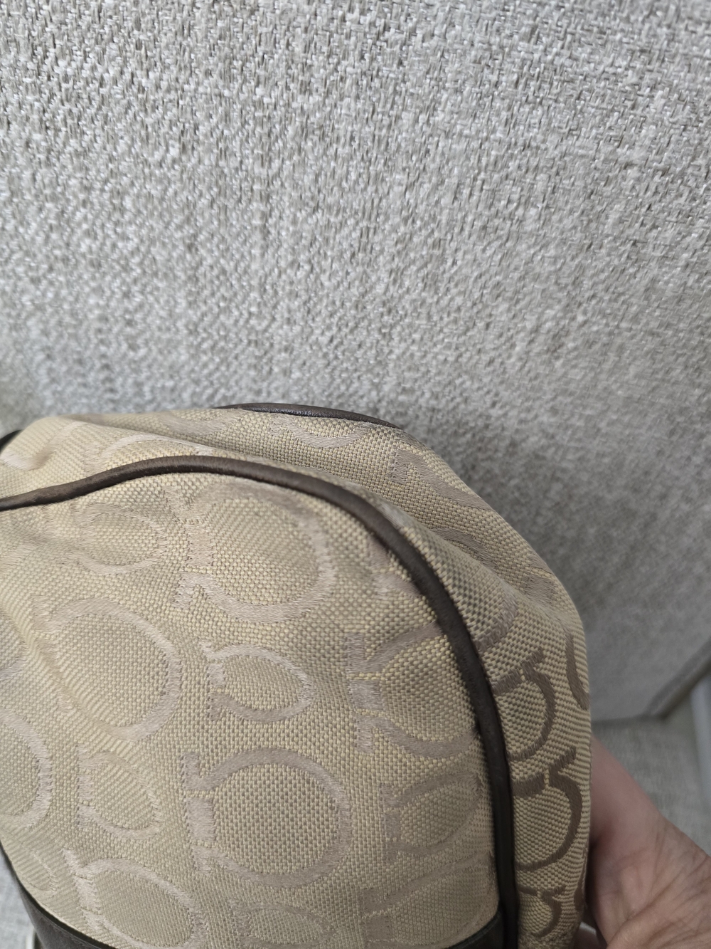 Vintage Salvatore Ferragamo Gancini Monogram Canvas Satchel Bag - Picture 7 of 11